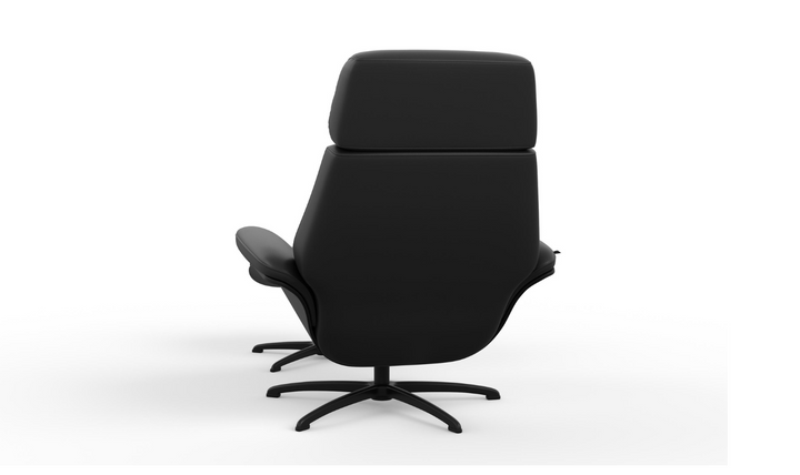 Falcon Leather Swivel Manual Recliner Chair with Footstool-Jennifer Furniture