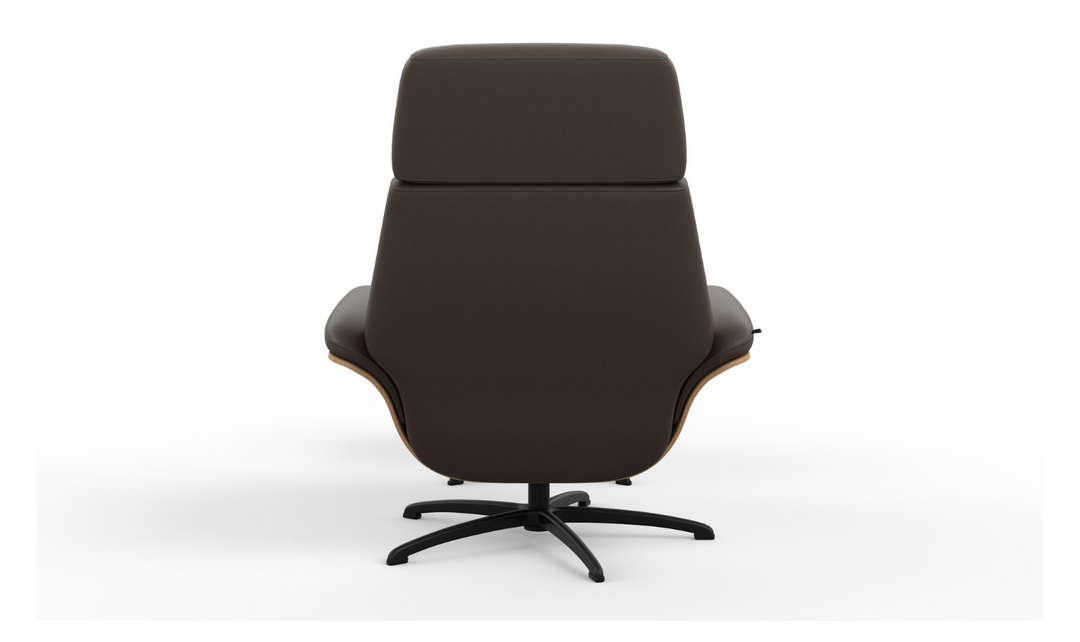 Falcon Leather Swivel Manual Recliner Chair with Footstool-Jennifer Furniture