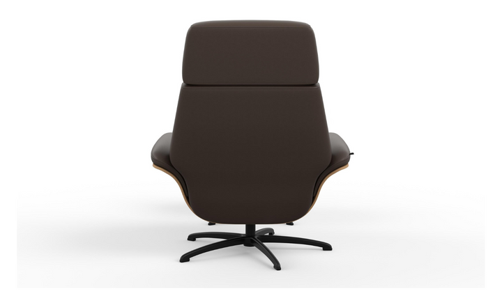 Falcon Leather Swivel Manual Recliner Chair with Footstool-Jennifer Furniture