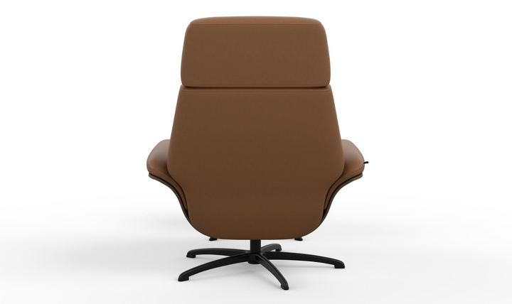 Falcon Leather Swivel Manual Recliner Chair with Footstool-Jennifer Furniture