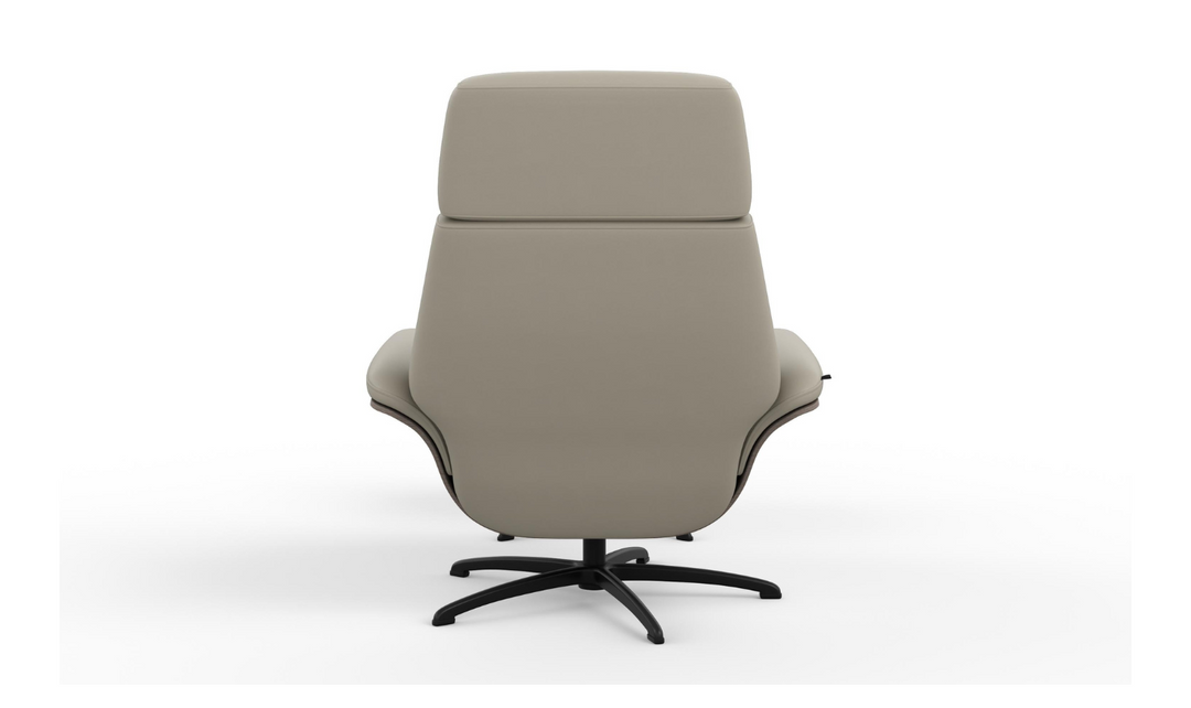 Falcon Leather Swivel Manual Recliner Chair with Footstool-Jennifer Furniture