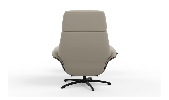 Falcon Leather Swivel Manual Recliner Chair with Footstool-Jennifer Furniture