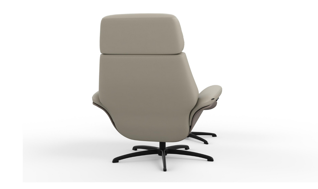 Falcon Leather Swivel Manual Recliner Chair with Footstool-Jennifer Furniture