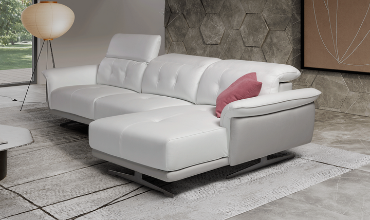 ESF Italia Filosofa Leather Sectional with Chaise in White