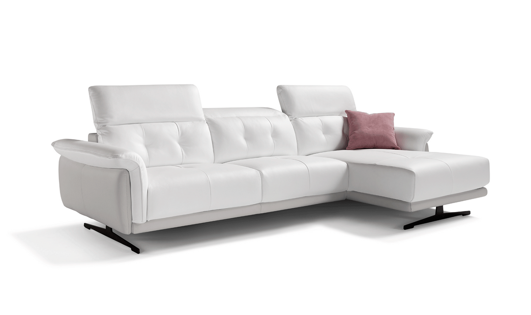 ESF Italia Filosofa Leather Sectional with Chaise in White