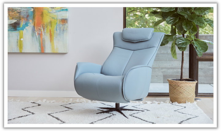 Fjords Axel Leather Swivel Glider Power Recliner Chair-Jennifer Furniture