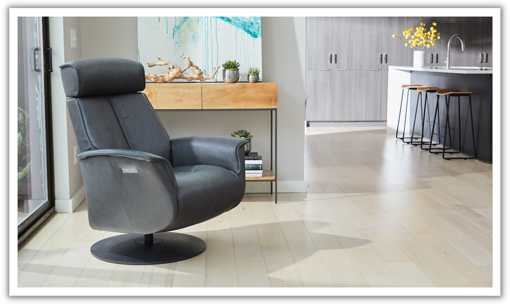 Fjords Bo Leather Swivel Glider Power Recliner Chair-Jennifer Furniture