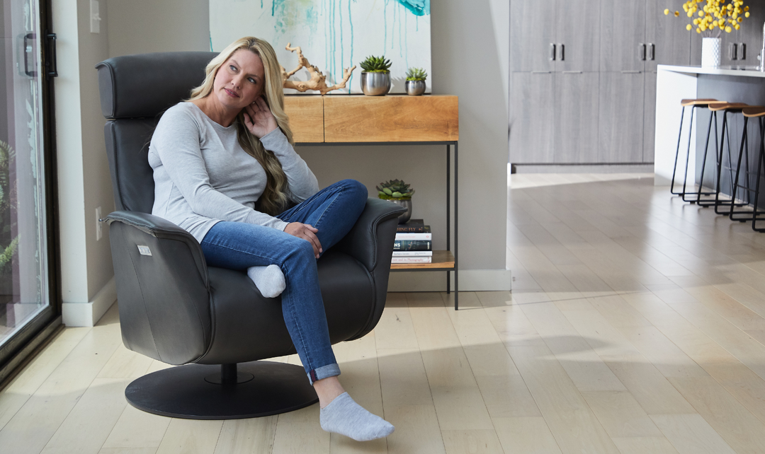 Fjords Bo Leather Swivel Glider Power Recliner Chair-Jennifer Furniture