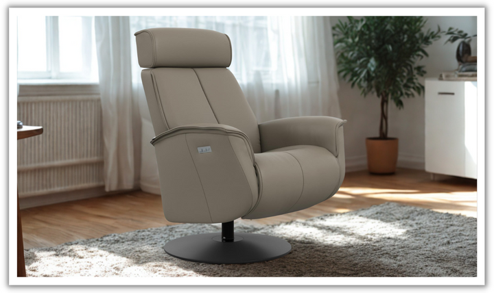 Fjords Bo Leather Swivel Glider Power Recliner Chair-Jennifer Furniture