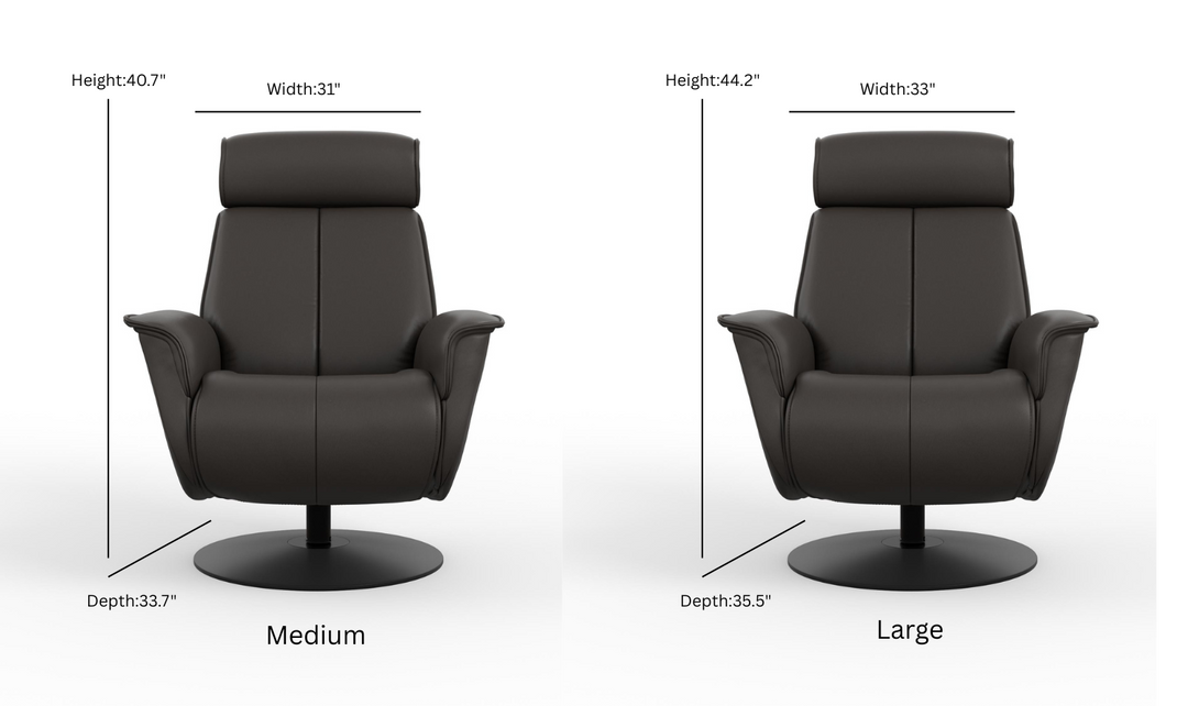 Fjords Bo Leather Power Recliner Chair with Swivel Glider Base