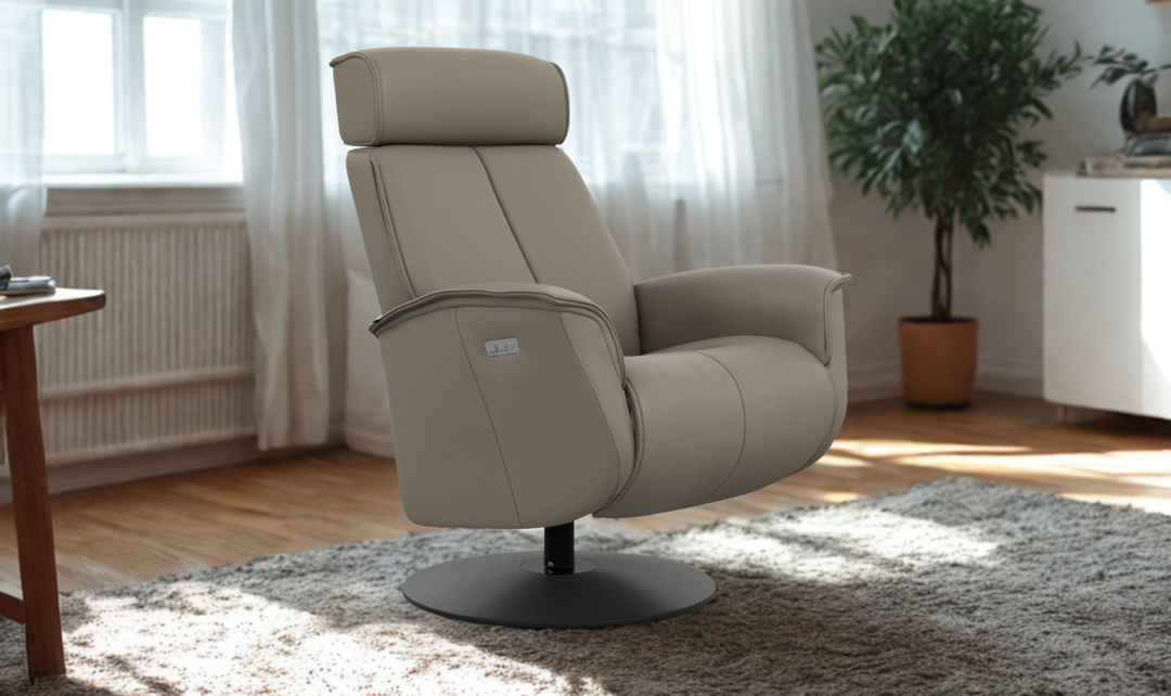 Fjords Bo Leather Swivel Glider Power Recliner Chair-Jennifer Furniture
