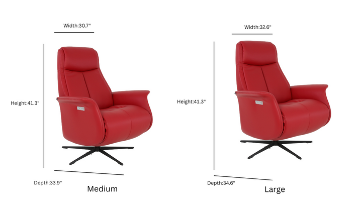 Fjords Jakob Leather Swivel Glider Power Recliner Chair-Jennifer Furniture