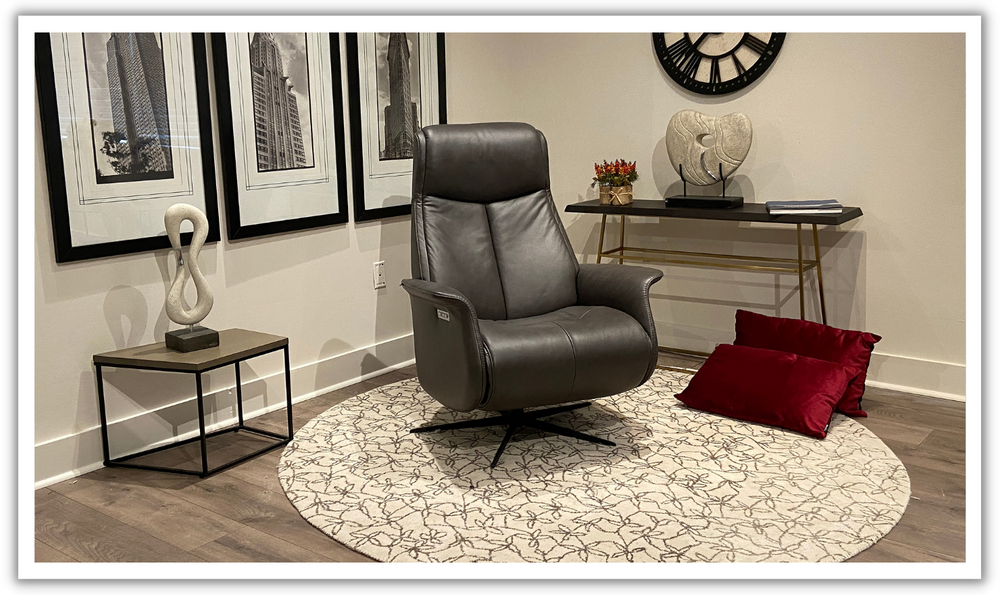 Fjords Jakob Leather Swivel Glider Power Recliner Chair-Jennifer Furniture