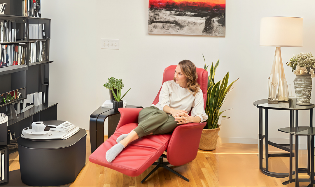 Fjords Jakob Leather Swivel Glider Power Recliner Chair-Jennifer Furniture