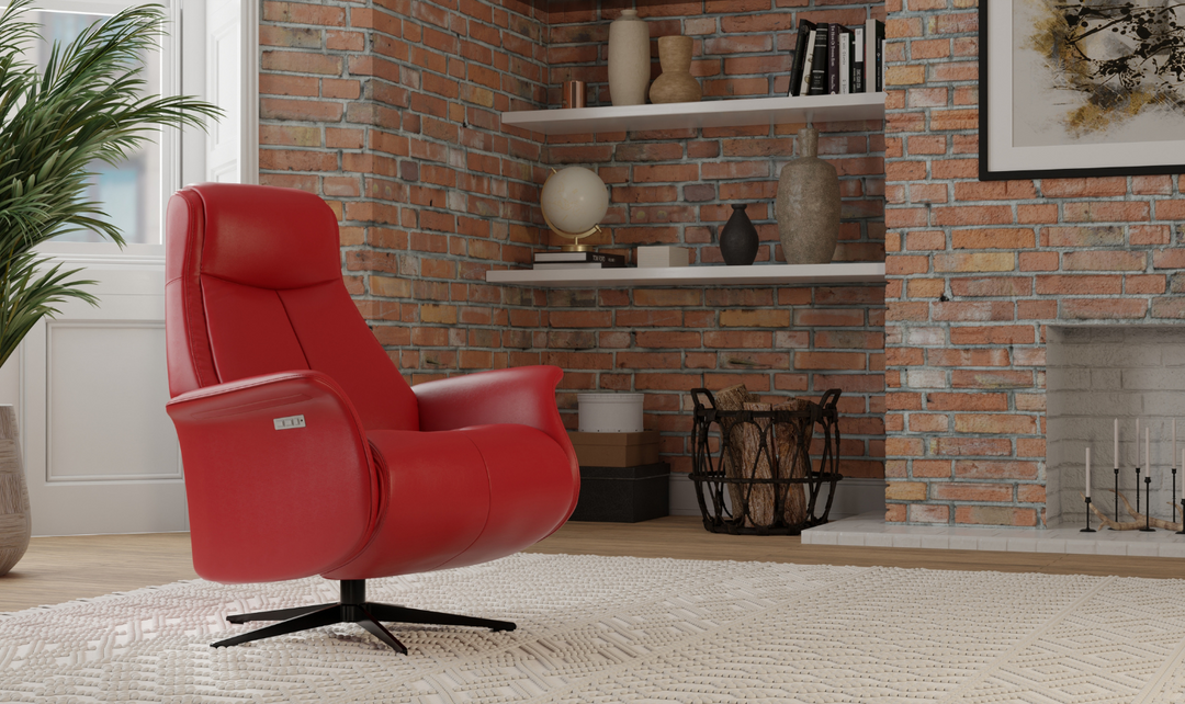 Fjords Jakob Leather Swivel Glider Power Recliner Chair-Jennifer Furniture