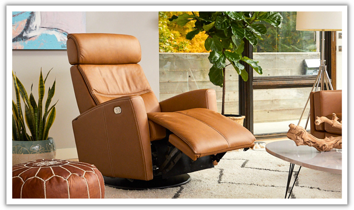 Fjords Milan Leather Swivel Glider Power Recliner Chair in Two Sizes-Jennifer Furniture