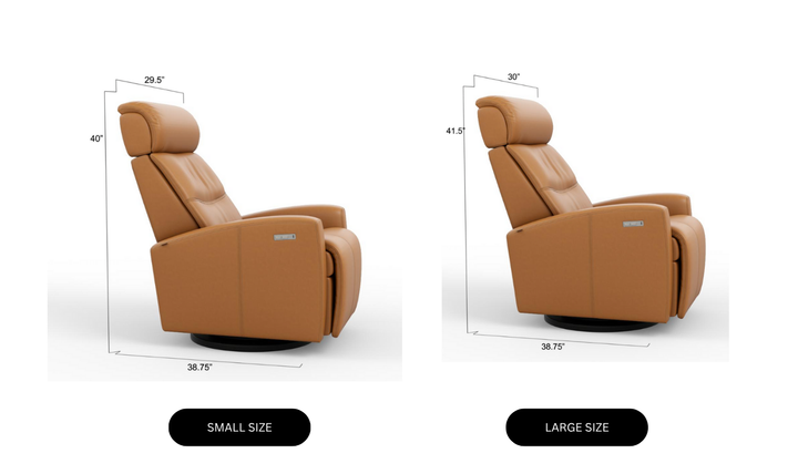 Fjords Milan Leather Swivel Glider Power Recliner Chair in Two Sizes-Jennifer Furniture