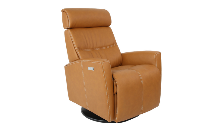 Fjords Milan Leather Swivel Glider Power Recliner Chair in Two Sizes