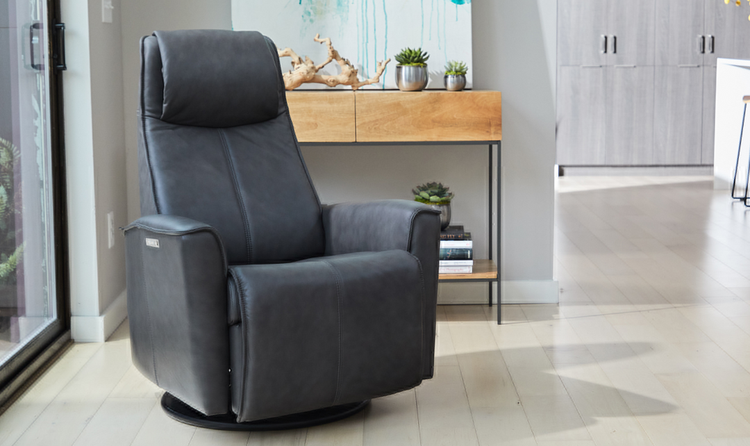 Fjords Urban Leather Swivel Glider Power Recliner Chair in Two Sizes-Jennifer Furniture