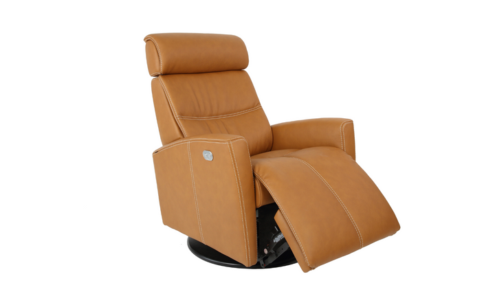 Fjords Milan Leather Swivel Glider Power Recliner Chair in Two Sizes