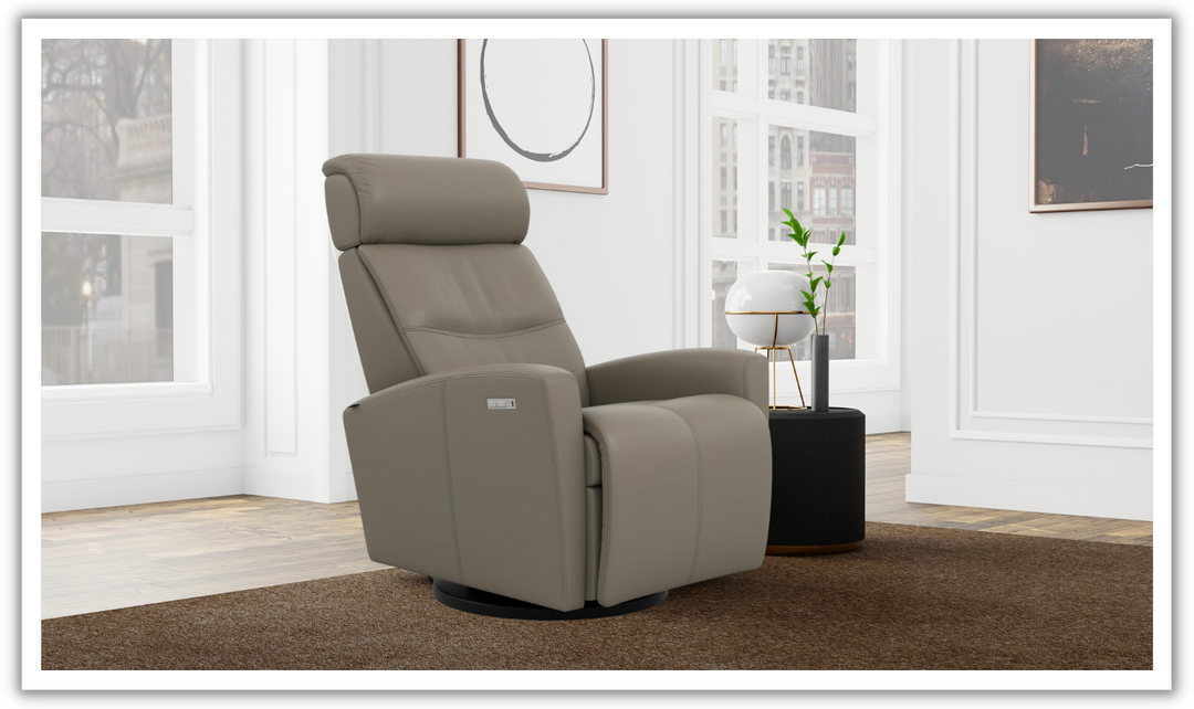Fjords Milan Leather Swivel Glider Power Recliner Chair in Two Sizes-Jennifer Furniture