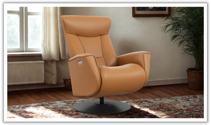 Fjords Oskar Leather Swivel Glider Power Recliner Chair-Jennifer Furniture