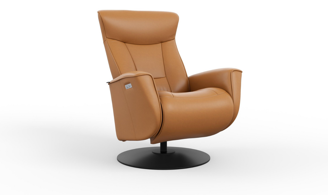 Fjords Oskar Leather Swivel Glider Power Recliner Chair