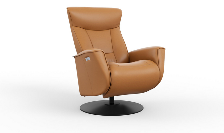 Fjords Oskar Leather Swivel Glider Power Recliner Chair