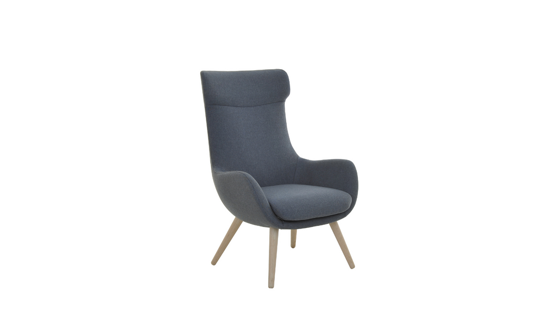 Fjords Skagen High Back Velvet Chair With Ottoman