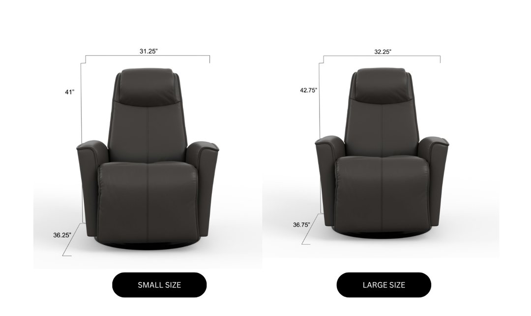 Fjords Urban Leather Swivel Glider Power Recliner Chair in Two Sizes-Jennifer Furniture