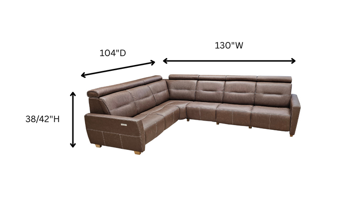 Fjords Verona Power Recliner 6 Pieces Sectional Sofa with Adjustable Headrest-jennifer furniture