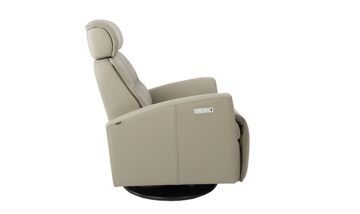 Fjords Milan Leather Swivel Glider Power Recliner Chair in Two Sizes