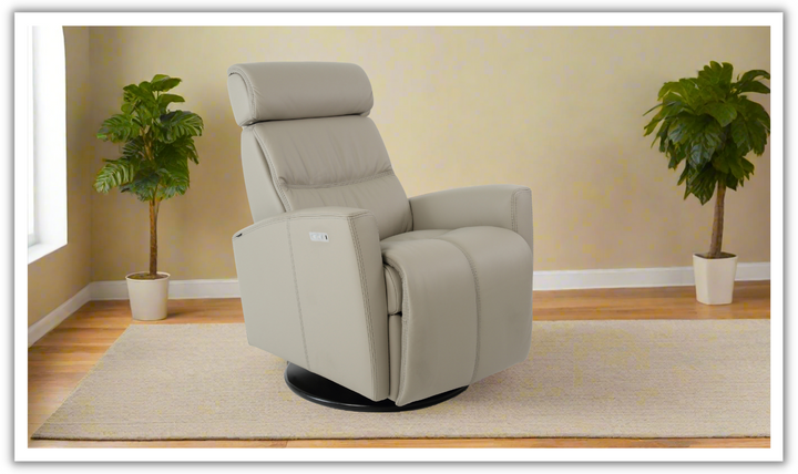 Fjords Milan Leather Swivel Glider Power Recliner Chair in Two Sizes-Jennifer Furniture