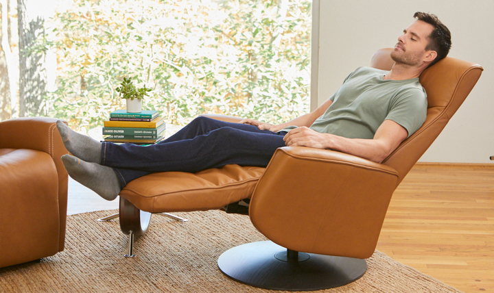 Fjords Oskar Leather Swivel Glider Power Recliner Chair