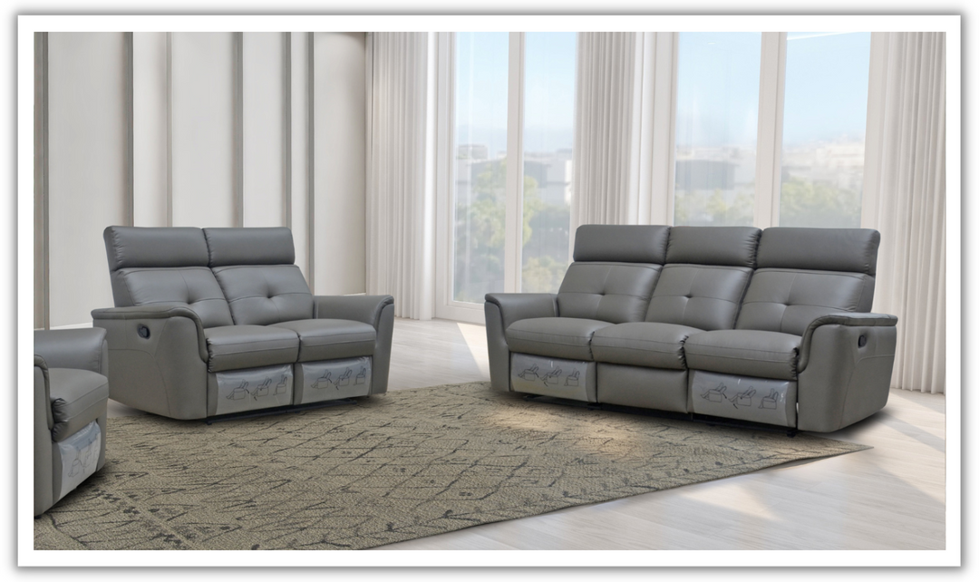 ESF Italia Adonis Leather Manual Recliner Living Room Set