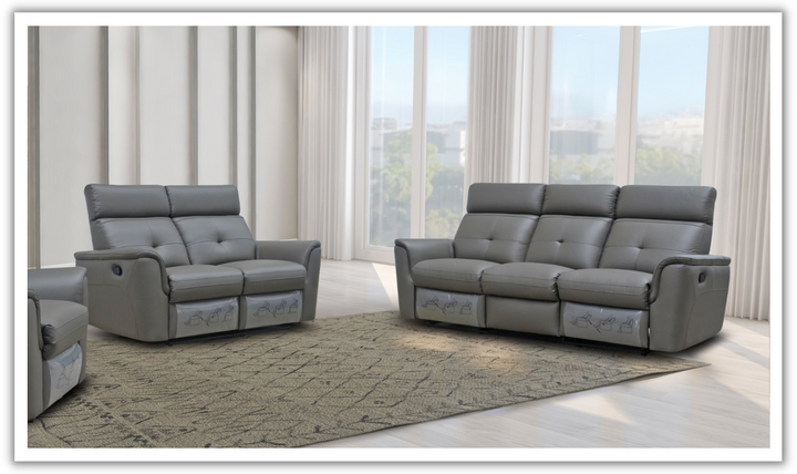 ESF Italia Adonis Leather Manual Recliner Living Room Set