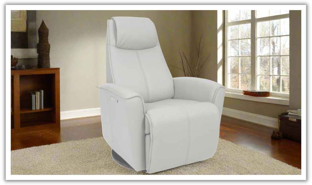 Fjords Urban Leather Swivel Glider Power Recliner Chair in Two Sizes-Jennifer Furniture