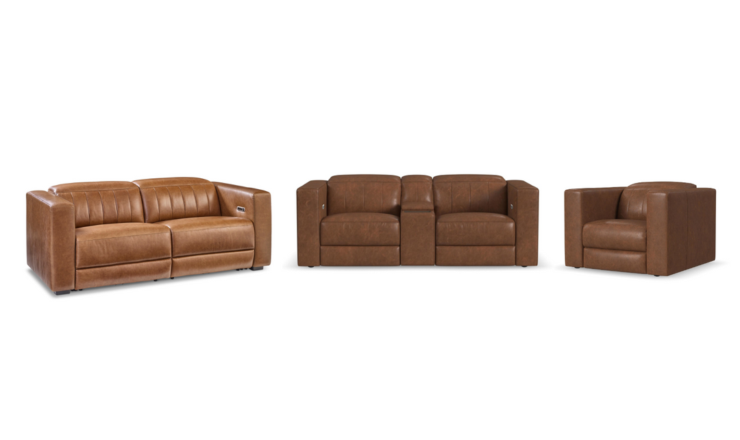 Flexsteel Austin Chestnut Brown Power Recliner Living Room Set-jennifer furniture