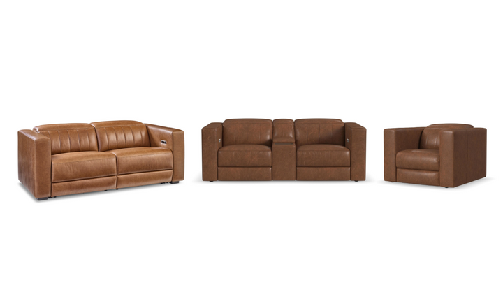 Flexsteel Austin Chestnut Brown Power Recliner Living Room Set-jennifer furniture