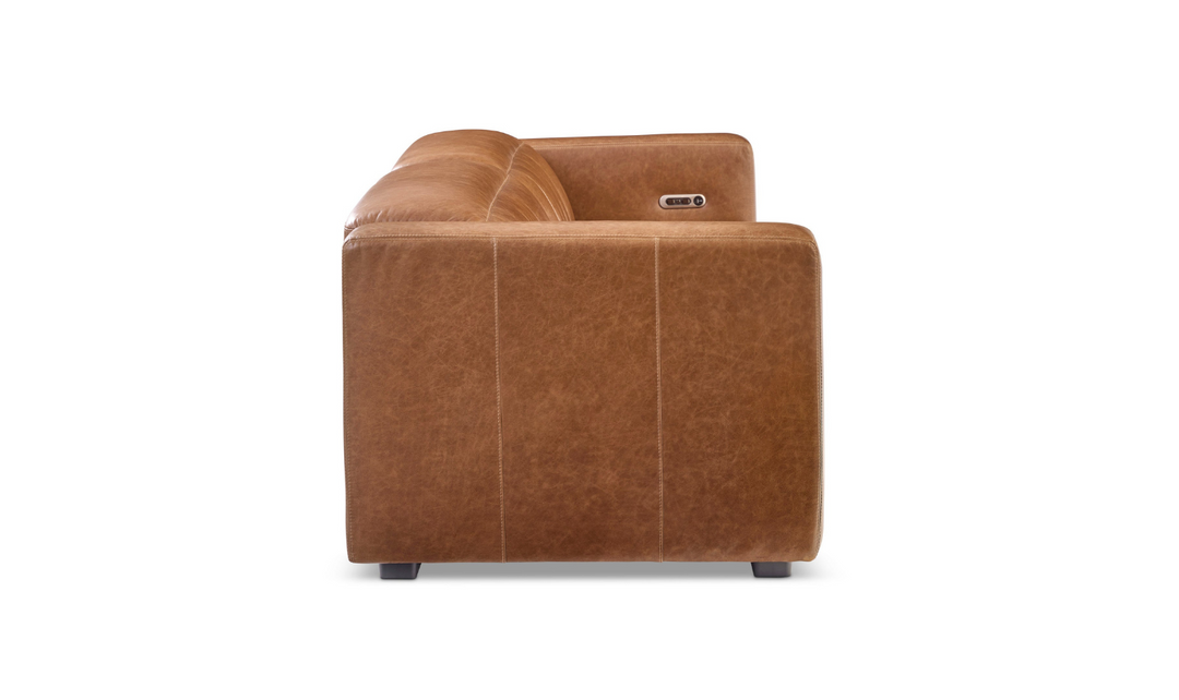 Flexsteel Austin Chestnut Leather Power Recliner Sofa With Power Headrests