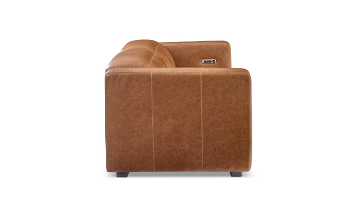 Flexsteel Austin Chestnut Leather Power Recliner Sofa With Power Headrests