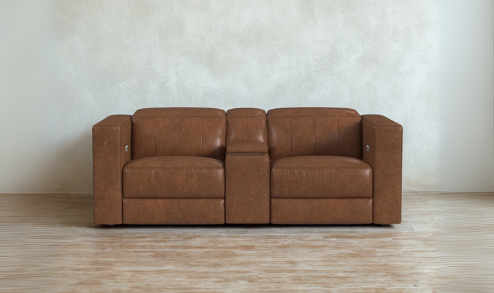 Flexsteel Austin Chestnut Leather Power Reclining Loveseat with Power Headrests-jennifer furniture