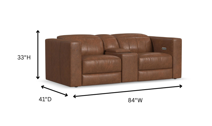 Flexsteel Austin Chestnut Leather Power Reclining Loveseat with Power Headrests-jennifer furniture