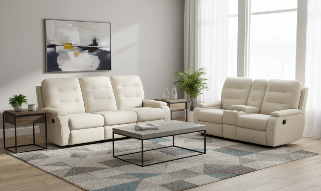 Flexsteel Kerrie Power Reclining Living Room Set With USB-A Charging Port in Beige-jennifer furniture