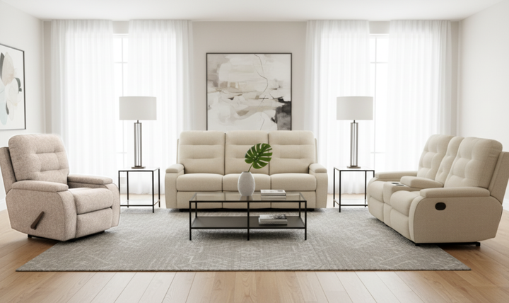 Flexsteel Kerrie Power Reclining Living Room Set With USB-A Charging Port in Beige-jennifer furniture