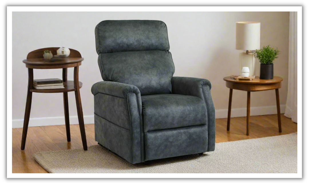 Flexsteel Dawn Leather Power Lift Recliner Chair with Rolled Arms-jennifer furniture