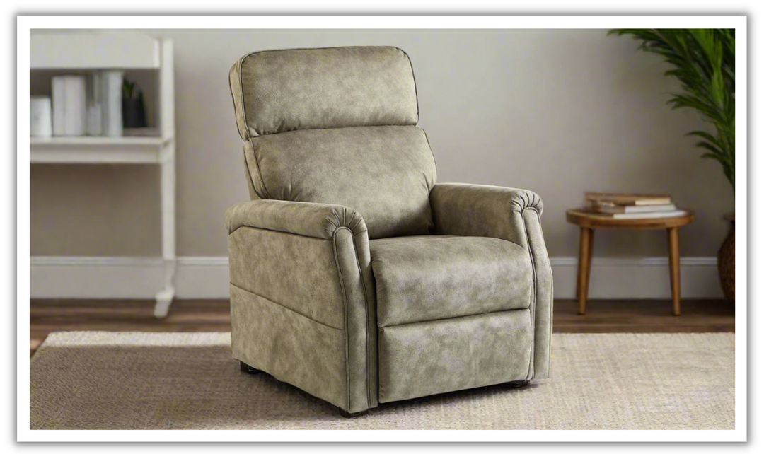 Flexsteel Dawn Leather Power Lift Recliner Chair with Rolled Arms-jennifer furniture