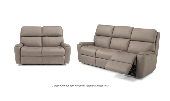 Flexsteel Rio Power Reclining Living Room Set With Power Headrests In Brown