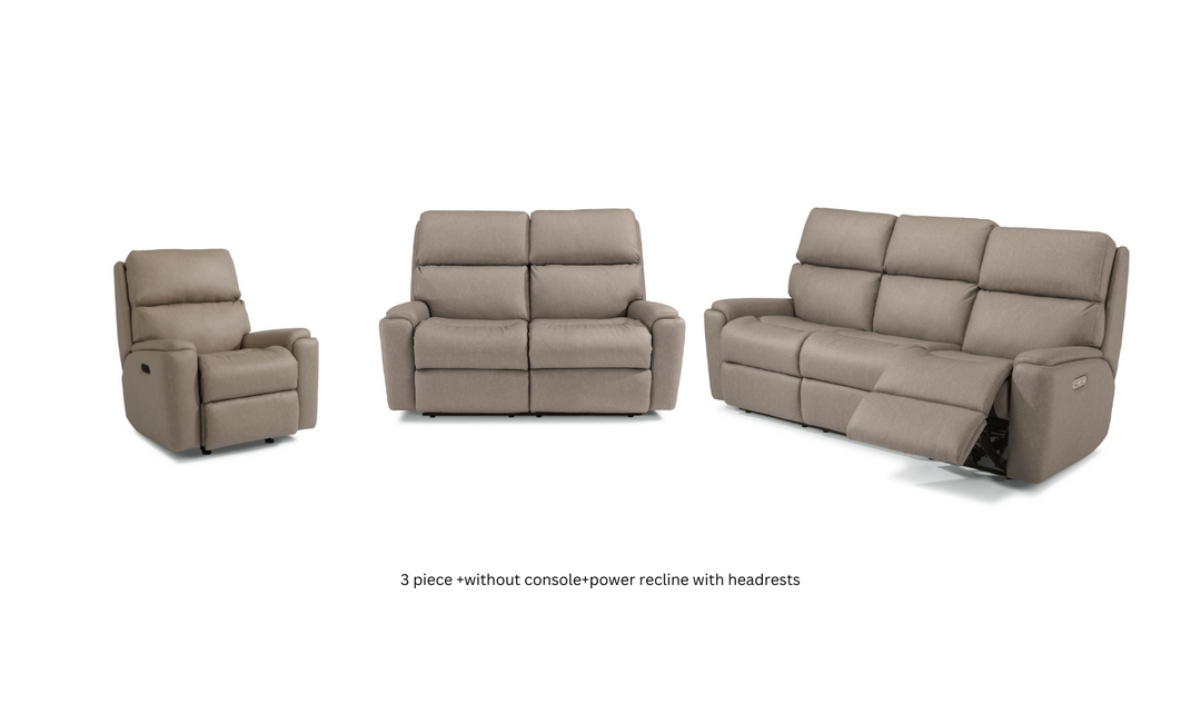 Flexsteel Rio Power Reclining Living Room Set With Power Headrests In Brown