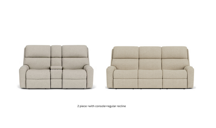 Flexsteel Rio Power Reclining Living Room Set With Power Headrests In Brown